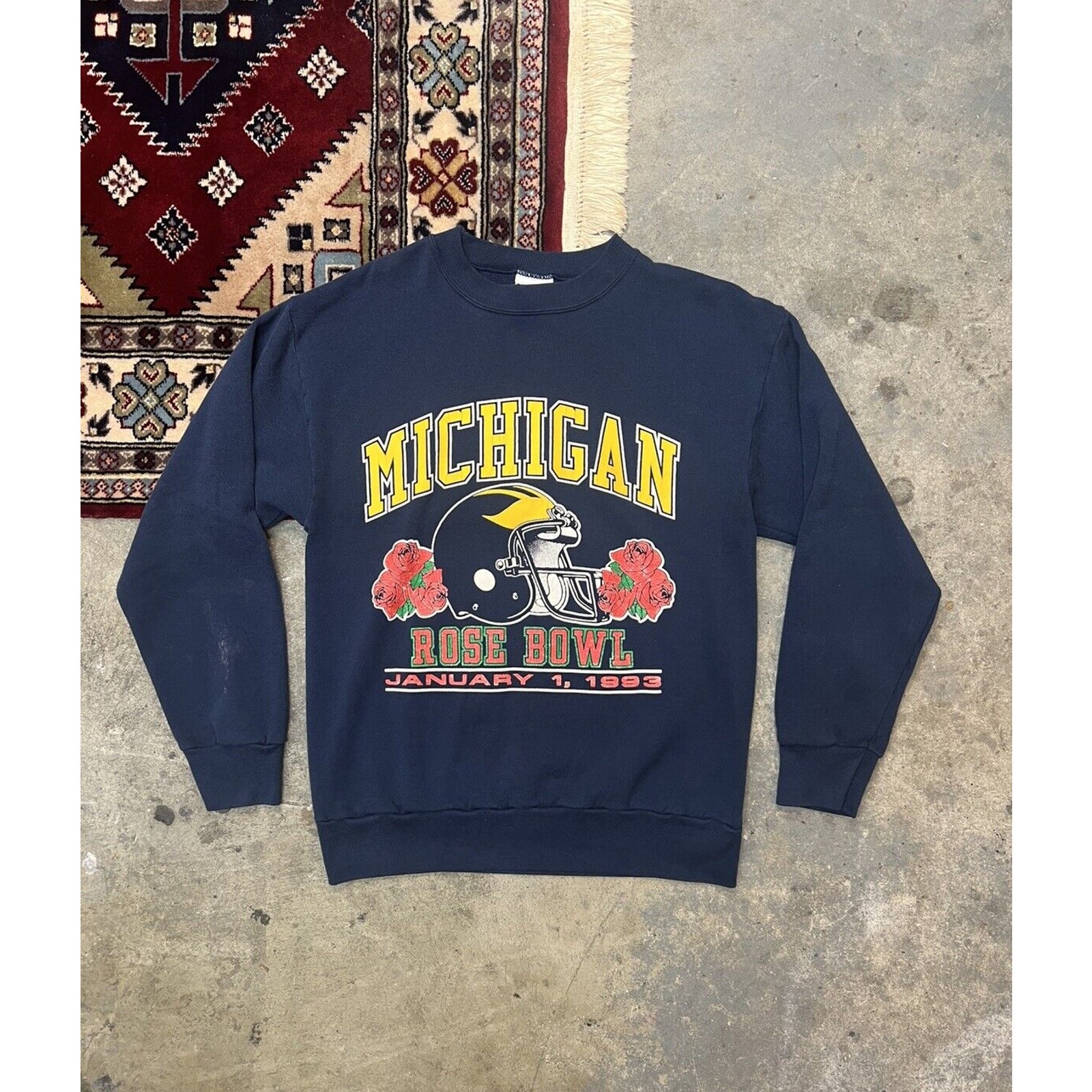 Vtg 1993 Michigan Rose Bowl Crewneck L Wolverines Signal Sports Ncaa Sweatshirt
